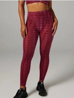 Savage x Fenty Risque Taker Houndstooth Velvet Burnout Sheer Leggings Red